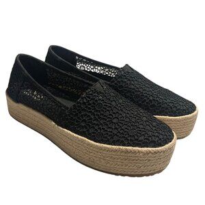 TOMS Black Valencia Moroccan Crochet Women's Platform Espadrilles Size 7M